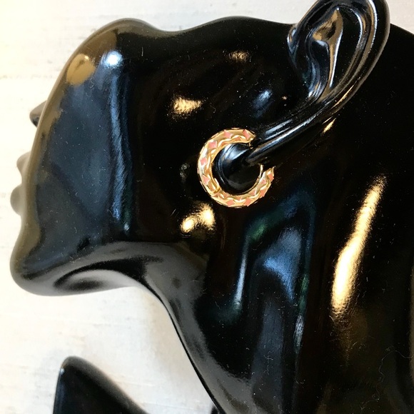 🌸Pink & Gold Enameled Huggies🌸 - Picture 4 of 6